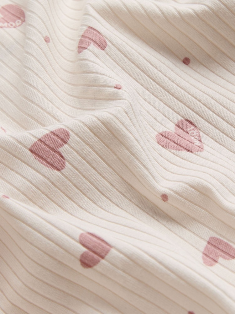 MORI Cream Hearts Print Supersoft Ribbed Two Way Zip-Up Sleepsuit - Image 7 of 7 MORI Cream Hearts Print Supersoft Ribbed Two Way Zip-Up Sleepsuit - Image 7 of 7