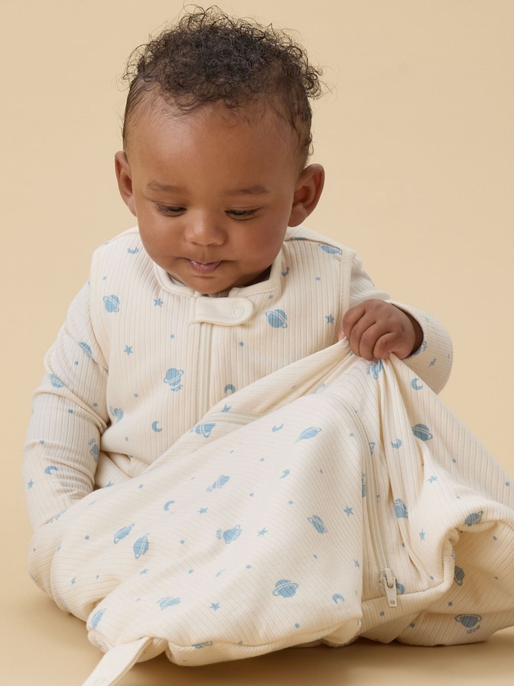 MORI Cream Space Print Supersoft Front Opening Sleeping Bag 1.5 TOG - Image 2 of 6