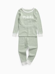 MORI Green Sage Stripe Supersoft Pyjamas Set - Image 3 of 4
