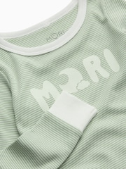 MORI Green Sage Stripe Supersoft Pyjamas Set - Image 4 of 4