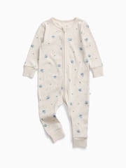 MORI Cream Space Print Supersoft Ribbed Two Way Zip-Up Sleepsuit - Image 3 of 5