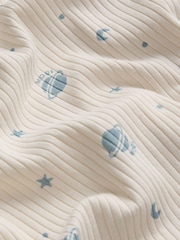 MORI Cream Space Print Supersoft Ribbed Two Way Zip-Up Sleepsuit - Image 5 of 5