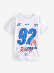 White Moto Cross Short Sleeve Graphic T-Shirt (3-16yrs) - Image 1 of 3