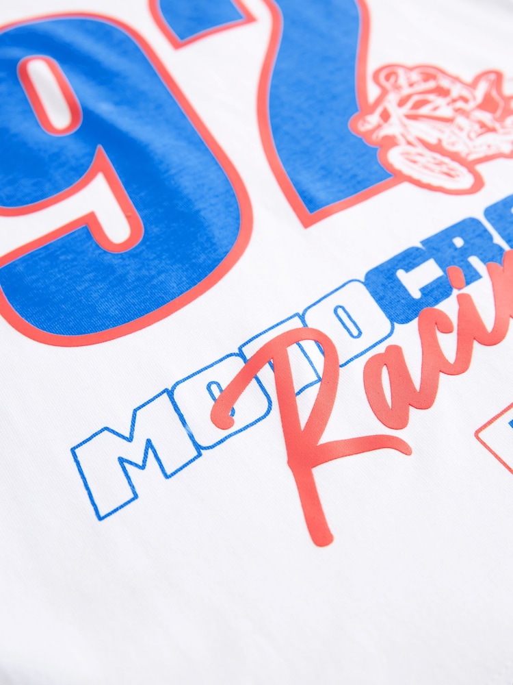 White Moto Cross Short Sleeve Graphic T-Shirt (3-16yrs) - Image 3 of 3