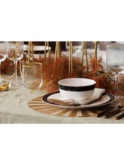 Mikasa Set of 4 White Luxe Deco Gold Rim Striped China Bowl - Image 2 of 6