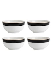 Mikasa Set of 4 White Luxe Deco Gold Rim Striped China Bowl - Image 3 of 6