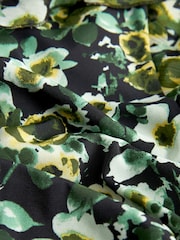 Green Floral Print Square Neck Ruffle Midi Dress - Image 6 of 6