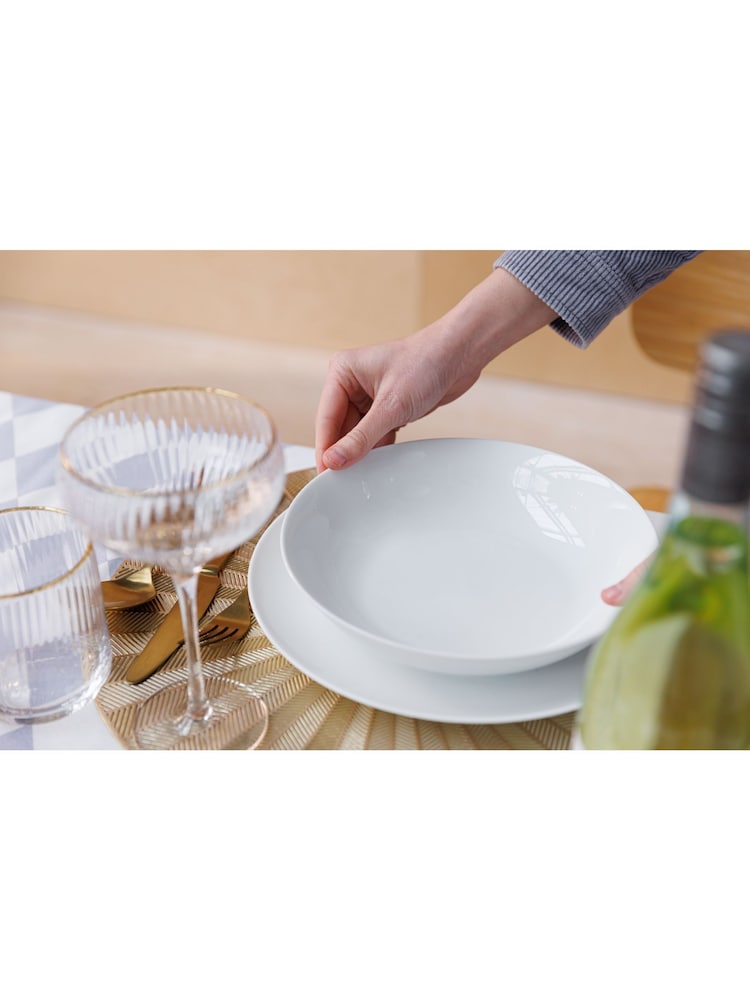Mikasa Set of 4 White Porcelain Pasta Bowl Chalk - Image 1 of 6