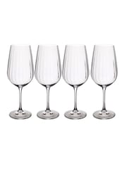 Mikasa Set of 4 Clear Treviso Crystal Red Wine Ribbed Glass - Image 3 of 5