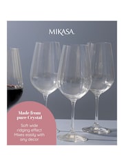 Mikasa Set of 4 Clear Treviso Crystal Red Wine Ribbed Glass - Image 5 of 5