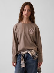 Gap Brown Apres SKi Oversized Graphic Long Sleeve T-Shirt (4-13yrs) - Image 1 of 5