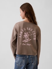 Gap Brown Apres SKi Oversized Graphic Long Sleeve T-Shirt (4-13yrs) - Image 2 of 5