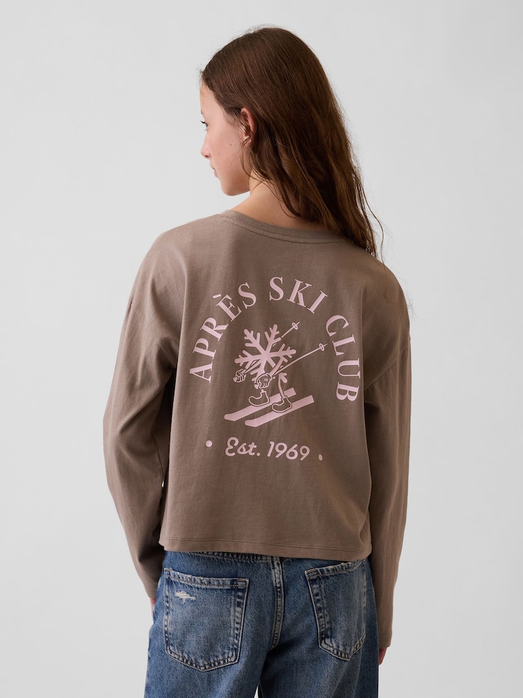 Gap Brown Apres SKi Oversized Graphic Long Sleeve T-Shirt (4-13yrs) - Image 2 of 5 Gap Brown Apres SKi Oversized Graphic Long Sleeve T-Shirt (4-13yrs) - Image 2 of 5
