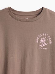 Gap Brown Apres SKi Oversized Graphic Long Sleeve T-Shirt (4-13yrs) - Image 5 of 5