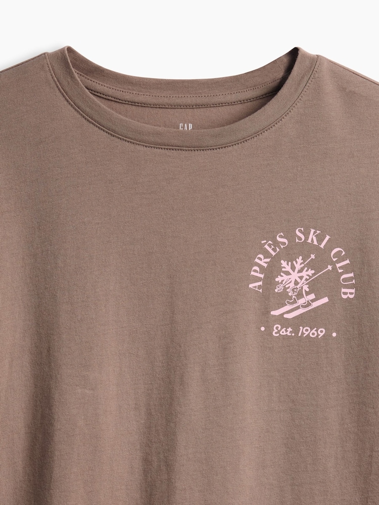 Gap Brown Apres SKi Oversized Graphic Long Sleeve T-Shirt (4-13yrs) - Image 5 of 5 Gap Brown Apres SKi Oversized Graphic Long Sleeve T-Shirt (4-13yrs) - Image 5 of 5