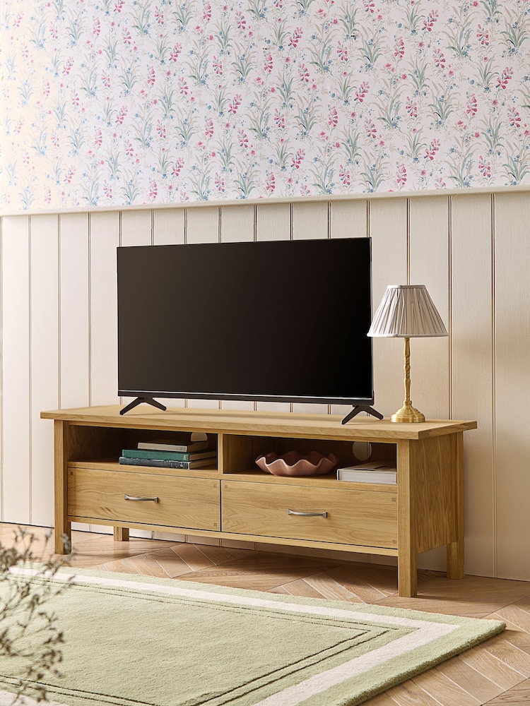 Laura Ashley Oak Milton 2 Drawer TV Unit - Image 1 of 8