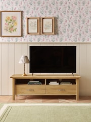Laura Ashley Oak Milton 2 Drawer TV Unit - Image 3 of 8