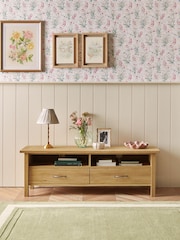 Laura Ashley Oak Milton 2 Drawer TV Unit - Image 4 of 8