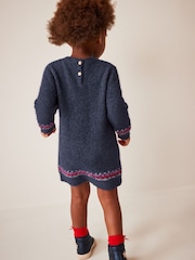 Navy Blue Reindeer Jumper Dress (3mths-7yrs) - Image 3 of 7