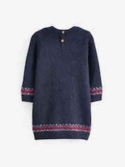 Navy Blue Reindeer Jumper Dress (3mths-7yrs) - Image 6 of 7