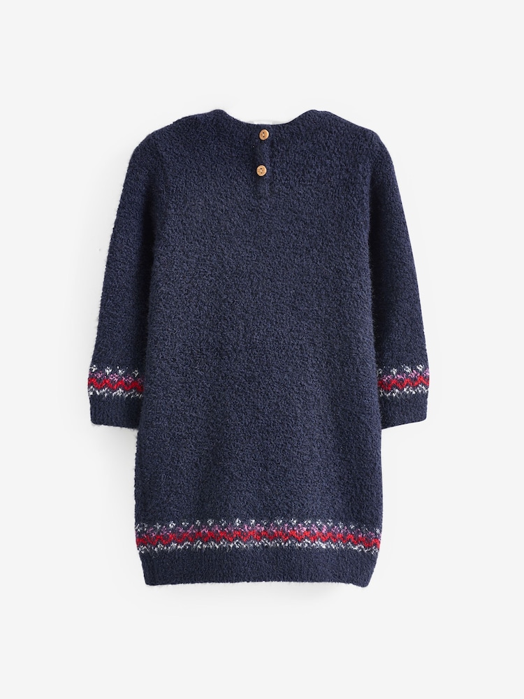 Navy Blue Reindeer Jumper Dress (3mths-7yrs) - Image 6 of 7