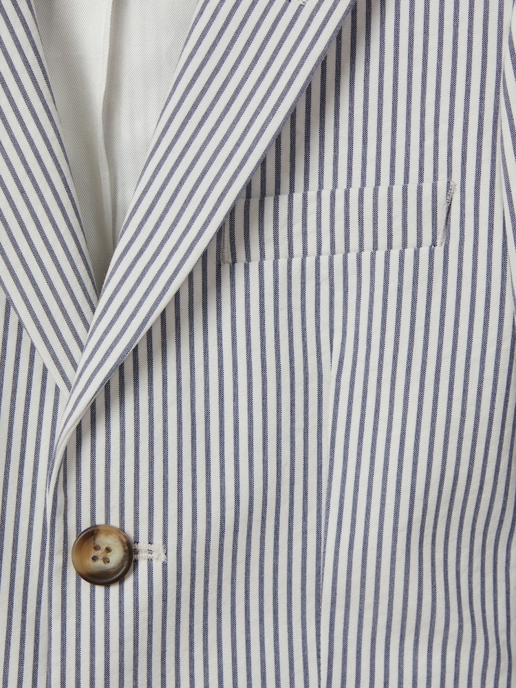 Reiss Soft Blue Barr 9-13 yrs Single Breasted Seersucker Blazer - Image 4 of 4