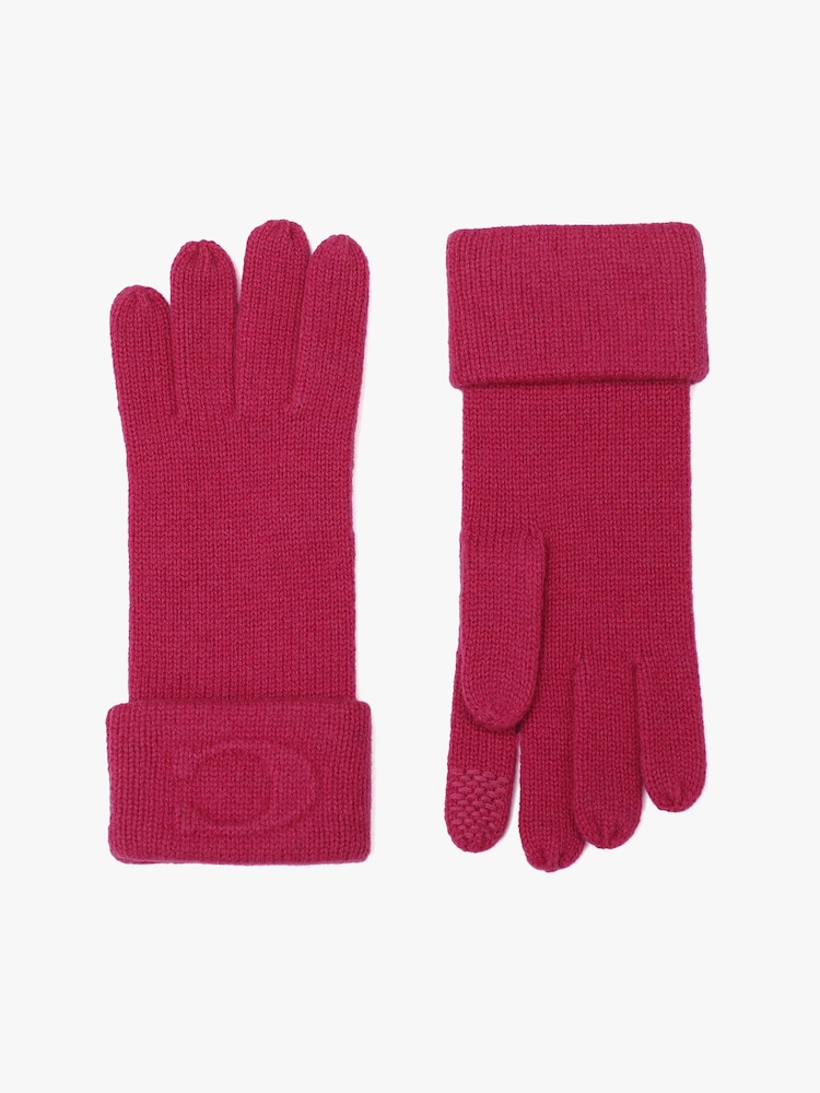 COACH Pink Signature Embossed Knit Gloves - Image 1 of 4