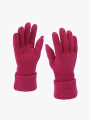 COACH Pink Signature Embossed Knit Gloves - Image 2 of 4