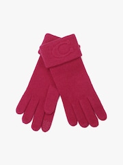 COACH Pink Signature Embossed Knit Gloves - Image 3 of 4