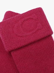 COACH Pink Signature Embossed Knit Gloves - Image 4 of 4