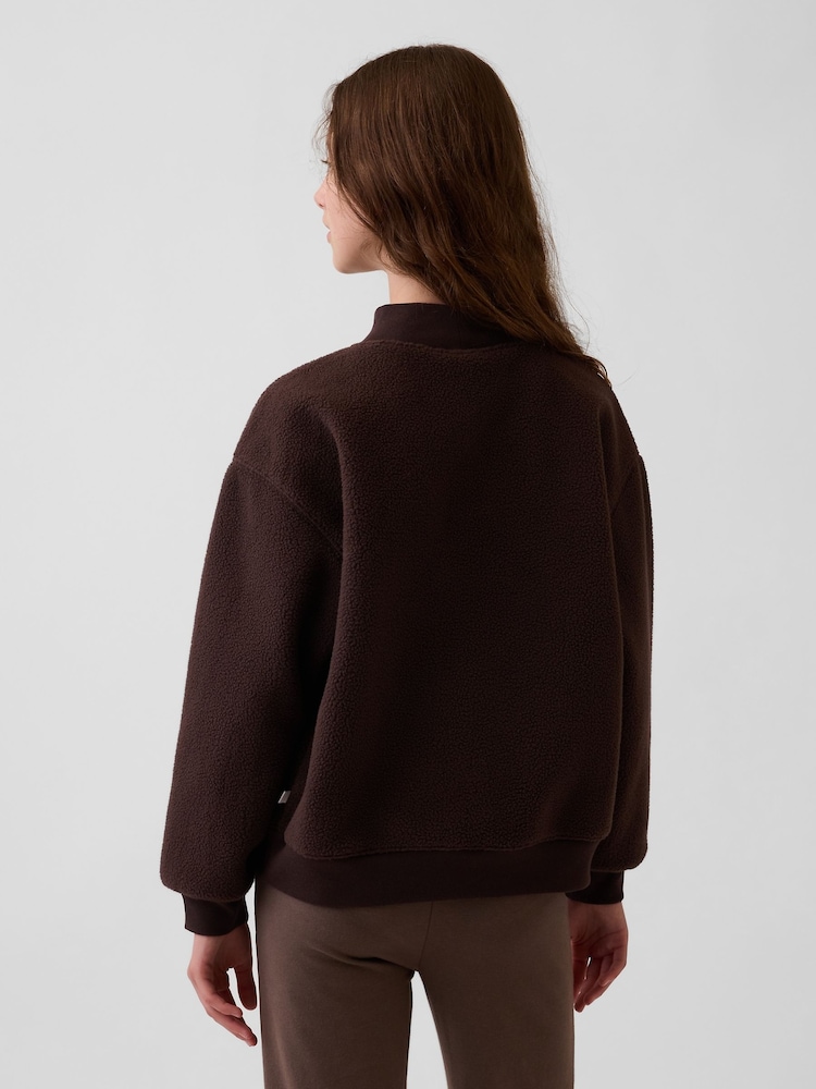 Gap Brown Sherpa Oversized Mock Neck Logo Sweatshirt (4-13yrs) - Image 2 of 5 Gap Brown Sherpa Oversized Mock Neck Logo Sweatshirt (4-13yrs) - Image 2 of 5