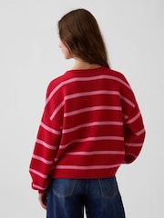 Gap Red & Pink Stripe Oversized Rolled Neck Jumper (4-13yrs) - Image 2 of 5