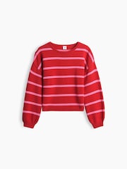 Gap Red & Pink Stripe Oversized Rolled Neck Jumper (4-13yrs) - Image 4 of 5