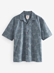 Blue Floral Short Sleeve Shirt With Cuban Collar - Image 1 of 1