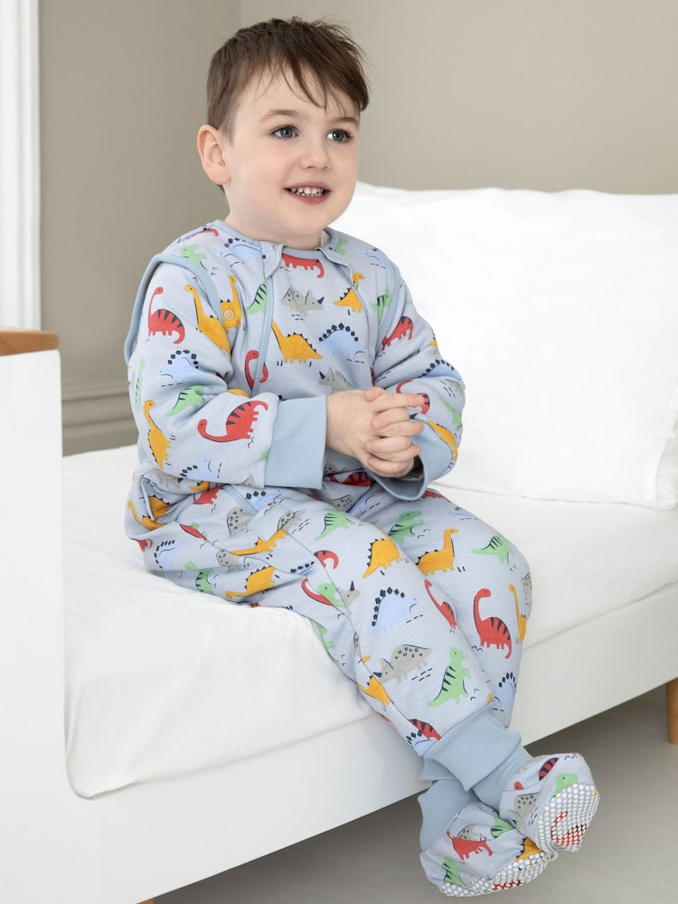 JoJo Maman Bébé Blue Dino Print 2.5 Tog Sleep Snuggler - Image 1 of 3