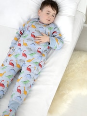 JoJo Maman Bébé Blue Dino Print 2.5 Tog Sleep Snuggler - Image 2 of 3