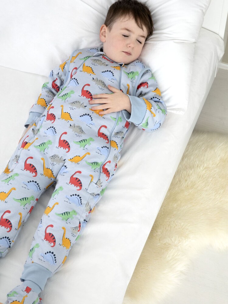JoJo Maman Bébé Blue Dino Print 2.5 Tog Sleep Snuggler - Image 2 of 3