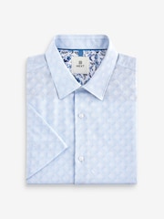 Blue Regular Fit Trimmed Formal Short Sleeve Shirt - Image 1 of 4