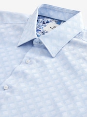 Blue Regular Fit Trimmed Formal Short Sleeve Shirt - Image 4 of 4
