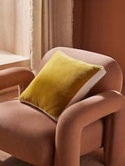 MADE.COM Ochre Yellow Petra Cotton Velvet Boxy Cushion - Image 1 of 3