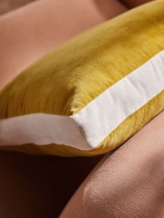 MADE.COM Ochre Yellow Petra Cotton Velvet Boxy Cushion - Image 2 of 3