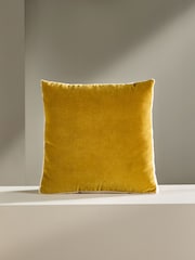 MADE.COM Ochre Yellow Petra Cotton Velvet Boxy Cushion - Image 3 of 3
