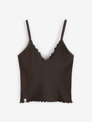 self. Chocolate Brown Ribbed Seamfree Sleep Set - Image 4 of 7
