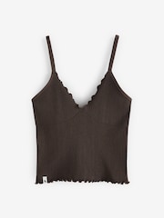 self. Chocolate Brown Ribbed Seamfree Sleep Set - Image 5 of 7