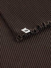 self. Chocolate Brown Ribbed Seamfree Sleep Set - Image 7 of 7