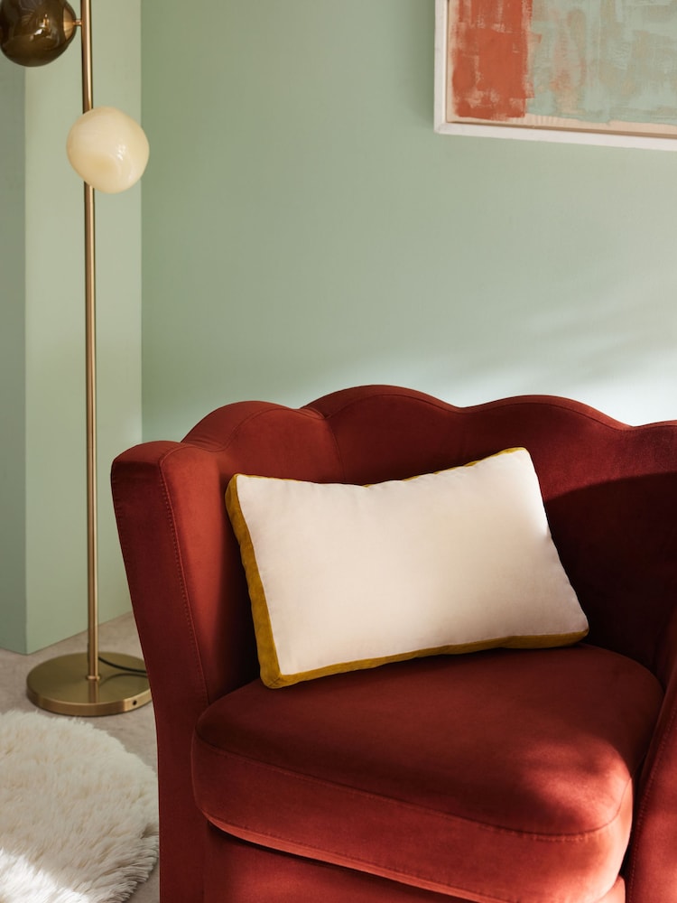 MADE.COM Cream Petra Cotton Velvet Boxy Cushion - Image 1 of 4