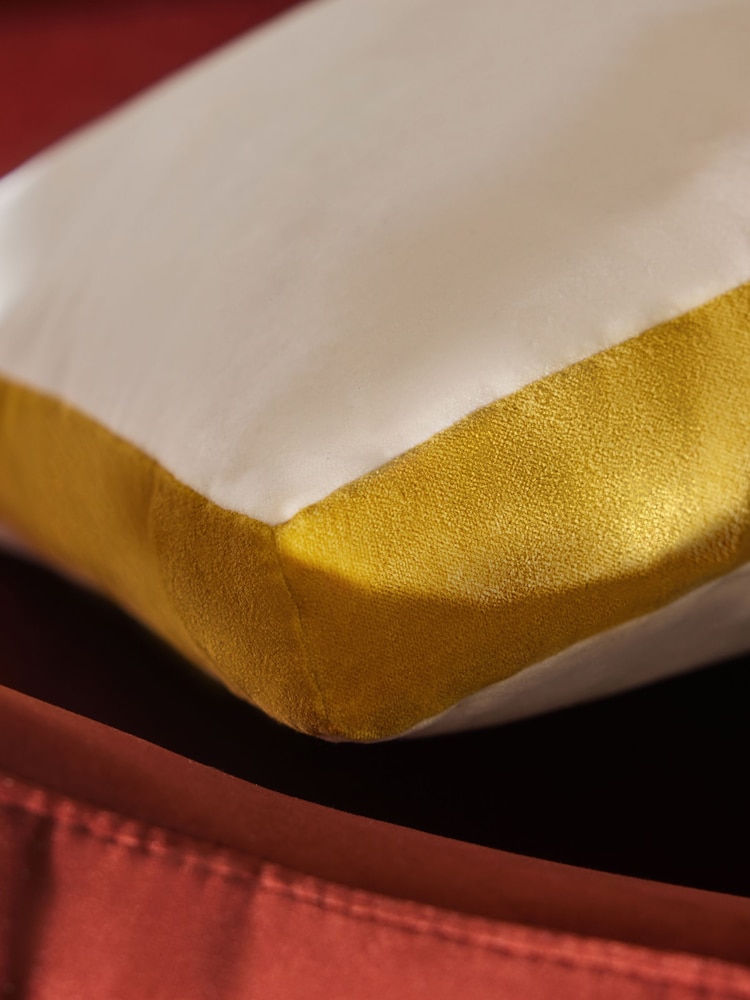 MADE.COM Cream Petra Cotton Velvet Boxy Cushion - Image 2 of 4