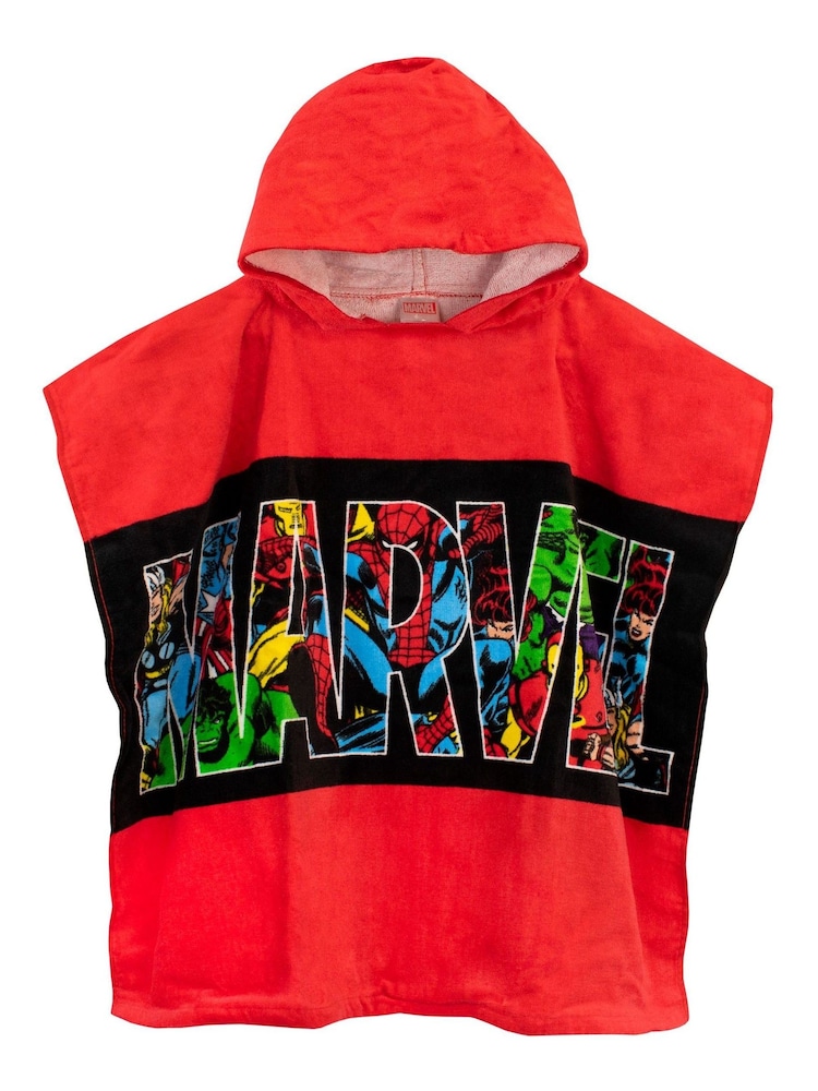 Character Red Marvel Avengers Swim & Beach Towel 100% Cotton Poncho - Image 1 of 3