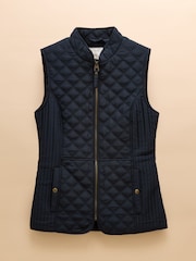 Joules Minx Navy Blue Showerproof Diamond Quilted Gilet - Image 12 of 12