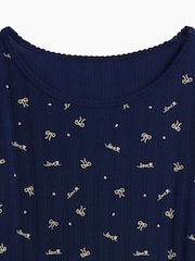 Gap Navy Bow Pointelle Long Sleeve T-Shirt (4-13yrs) - Image 4 of 4